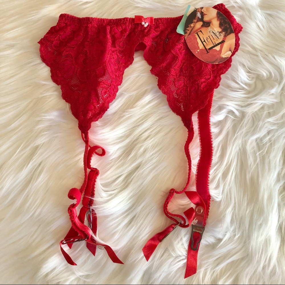 NWT Red Lace Garter Belt - Felina - Size S